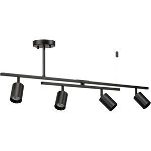 Globe Electric 57500 4-Light Track Lighting, Matte Black, Adjustable Center Swivel Bar, Modern Ceiling Fixture for Kitchen Island, Hallway, or Dining Room Table, GU10 Bi-Pin Twist and Click Base(Black  West)