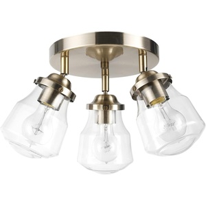Globe Electric 59767 Mabel 3-Light Track Lighting, Antique Brass, Frosted Glass Shades, Bulbs Included, Gold(Antique Brass  Gerald)
