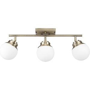 Globe Electric 59767 Mabel 3-Light Track Lighting, Antique Brass, Frosted Glass Shades, Bulbs Included, Gold(Antique Brass  Mabel)