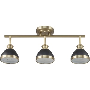 Globe Electric 59767 Mabel 3-Light Track Lighting, Antique Brass, Frosted Glass Shades, Bulbs Included, Gold(Matte Brass  Beckett)