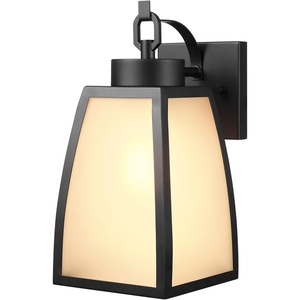 Globe Electric 60000131 2-Light Outdoor Wall Sconce, Dark Bronze, Matte Brass Accents, Weatherproof Glass Door Closure(Black  Maris)