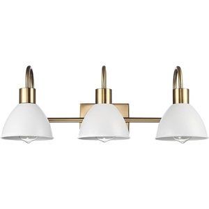 Globe Electric 63000056 24″ 3-Light Vanity Light, Matte Brass Finish, Matte White Metal Shades, Bathroom Décor, Home Décor, Home Improvement, Makeup Lighting, Beauty Room Accessories