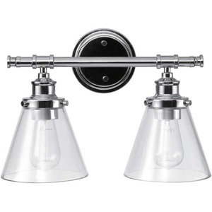 Globe Electric 63000101 3-Piece Powder Room Set, Matte Black, 13″ 2-Light Vanity Fixture, Seeded Glass Shades, Towel Ring, Toilet Paper Holder, Bathroom Decor, Lighting Over Mirror, Home Essentials(Chrome)