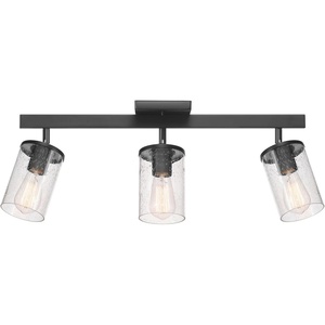 Globe Electric 64000045 24″ 3-Light Track Lighting, Pewter, Clear Glass Shades, Ceiling Light, Pivot Shade, 3 Bulb, Kitchen Lights, E26 Socket(Matte Black  Seeded Glass)
