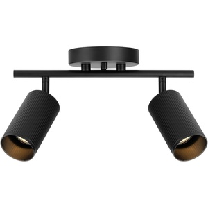 Globe Electric 64000092 21″ 3-Light Track Lighting, Matte White, Pivoting Shades, Ceiling Lamp for Bedroom, Kitchen, Hallway, Bathroom, Den, Dining Room, Home Décor(Matte Black  Ribbed Shades)