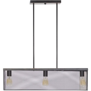 Globe Electric 65019 Rebecca 3-Light Pendant, Satin Black, Linear Metal Mesh Shade