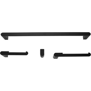 Globe Electric 65562 Dakota 4-Piece Bathroom Hardware Accessory Kit, Matte Brass, Towel Bar, Towel Ring, Robe Hook, Toilet Paper Holder(Black  Portofino)