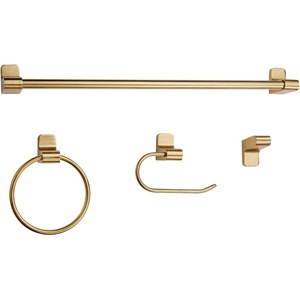Globe Electric 65562 Dakota 4-Piece Bathroom Hardware Accessory Kit, Matte Brass, Towel Bar, Towel Ring, Robe Hook, Toilet Paper Holder(Gold  Positano)