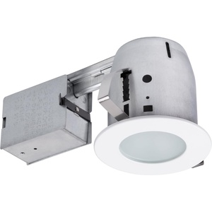 Globe Electric 90663, 4″ Flush Round Trim Recessed Lighting Kit Tempered Frosted Glass, White, 3.88″ Hole Size, Bulb Not Included(White Round (4 Inch))