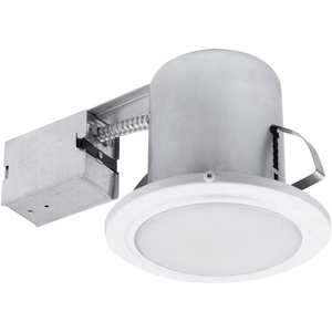 Globe Electric 90663, 4″ Flush Round Trim Recessed Lighting Kit Tempered Frosted Glass, White, 3.88″ Hole Size, Bulb Not Included(White Round (5 Inch))