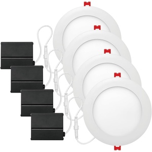 Globe Electric 90933 6″ Ultra Slim LED Integrated Recessed Lighting Kit, 12 Watts, Energy Star, IC and Wet Rated, White Finish, 6.31″ Hole Size, Dimmer Switch Compatible, 800 Lumens, 3000K(4 Pack)