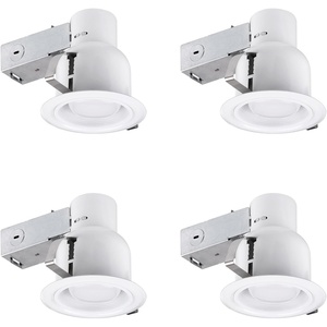 Globe Electric 90958 4″ Rust Proof Indoor/Outdoor Ridged Baffle Round Trim Recessed Lighting Kit 4-Pack, White, Easy Install Push-N-Click Clips, 3.88″ Hole Size, Porch Light, Bulb Not Included(4-Pack)