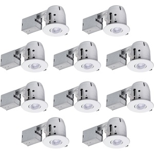 Globe Electric 90958 4″ Rust Proof Indoor/Outdoor Ridged Baffle Round Trim Recessed Lighting Kit 4-Pack, White, Easy Install Push-N-Click Clips, 3.88″ Hole Size, Porch Light, Bulb Not Included(10-Pack)