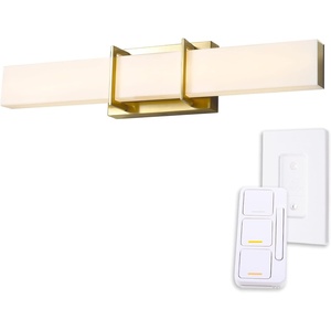 Globe Electric 91005408 Horizon 24″ Wide LED Bath Bar with Frosted Acrylic Shade – Brass