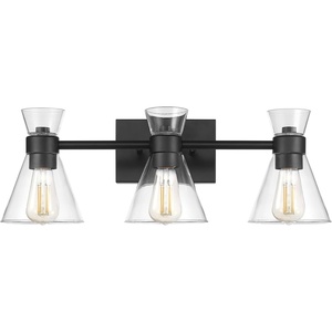 Globe Electric 91006435 Bailey 3 Light 24″ Wide Vanity Light with Clear Glass Shades – Matte Black