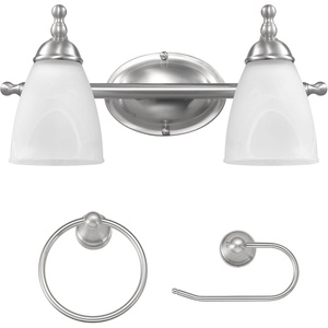 Globe Electric 91007785 Diana 2 Light 16″ Wide Vanity Light with Towel Ring and Toilet Paper Holder – Nickel