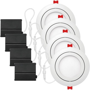 Globe Electric 91127 4″ Ultra Slim Swivel LED Integrated Recessed Lighting Kit, 4-Pack, 9 Watts, 540 Lumens, 80 CRI, 3000 Kelvin, White Finish, 4.25″ Hole Size, Energy Star, IC and Wet Rated