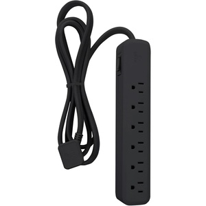 Globe Electric Designer Series 6ft 6-Outlet Power Strip, Circuit Breaker Switch, Right Angle Space Saving Plug, Black Finish,78438