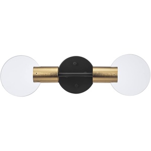 Globe Electric Edinburgh 24″ LED Integrated Vanity Light, Matte Black, 19W, 1200 Lumens, 4000 Kelvin (Cool White), 90+ CRI, Frosted Acrylic Shades, Dimmable, Bulb Not Included(Matte Black  Brass)
