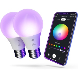 Globe Electric Wi-Fi Smart 10W LED Bulb, Multicolor RGB + Tunable White 2000K–5000K, A19 Shape, E26 Base, App + Voice Control, No Hub Required, 34212(Color Changing)