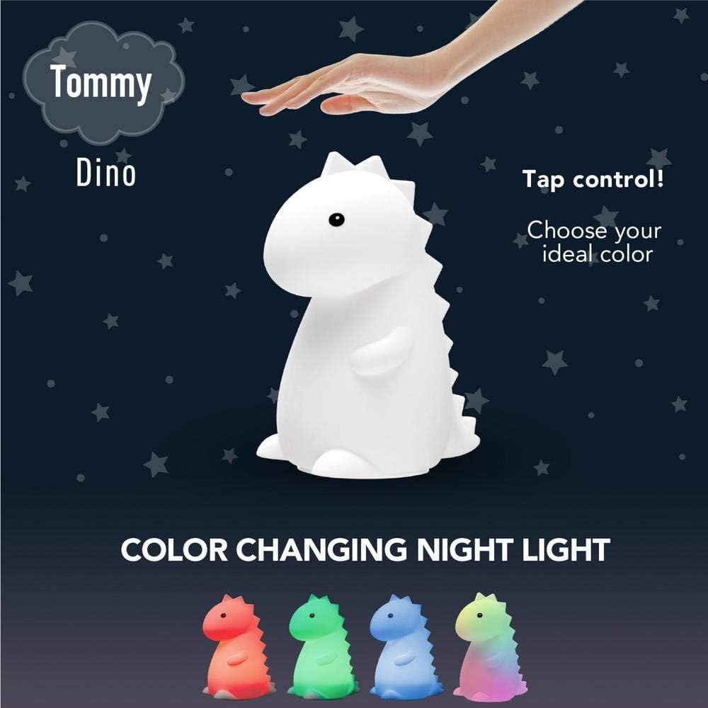 image:imageAdorable Multicolor Changing Integrated LED Rechargeable Silicone Night Light for Baby and Kids Rooms Tommy The DinosaurTommy Dinosaur