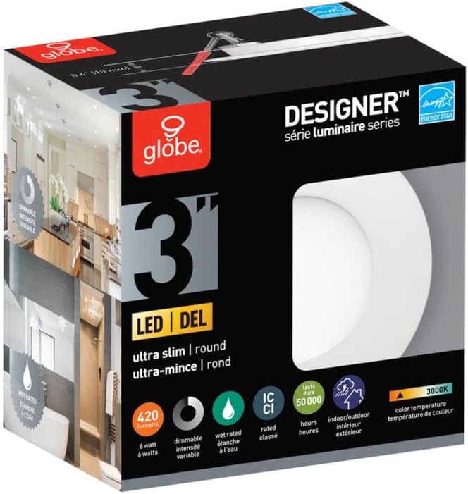 image:imageGLOBE ELECTRIC 91205 3 White Integrated recessed kit
