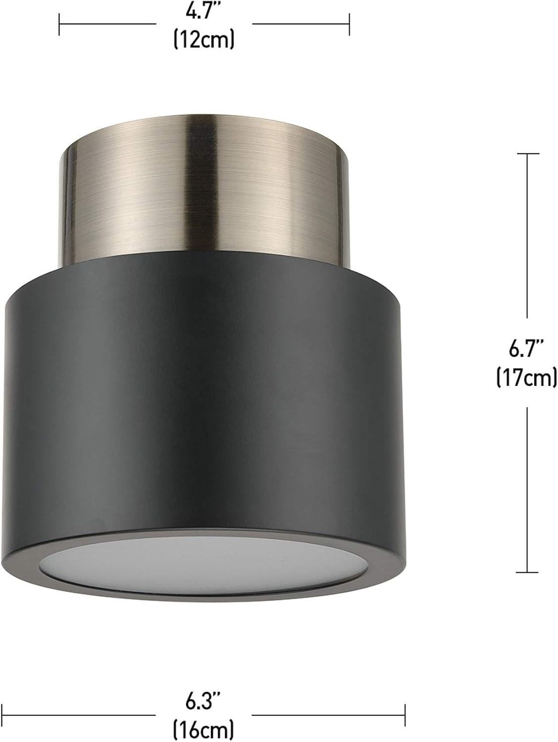image:imageGLOBE Electric 61106 Stanley 1Light SemiFlush Mount Ceiling Light Matte Black Antique Brass Accents Bulb Not IncludedStanley