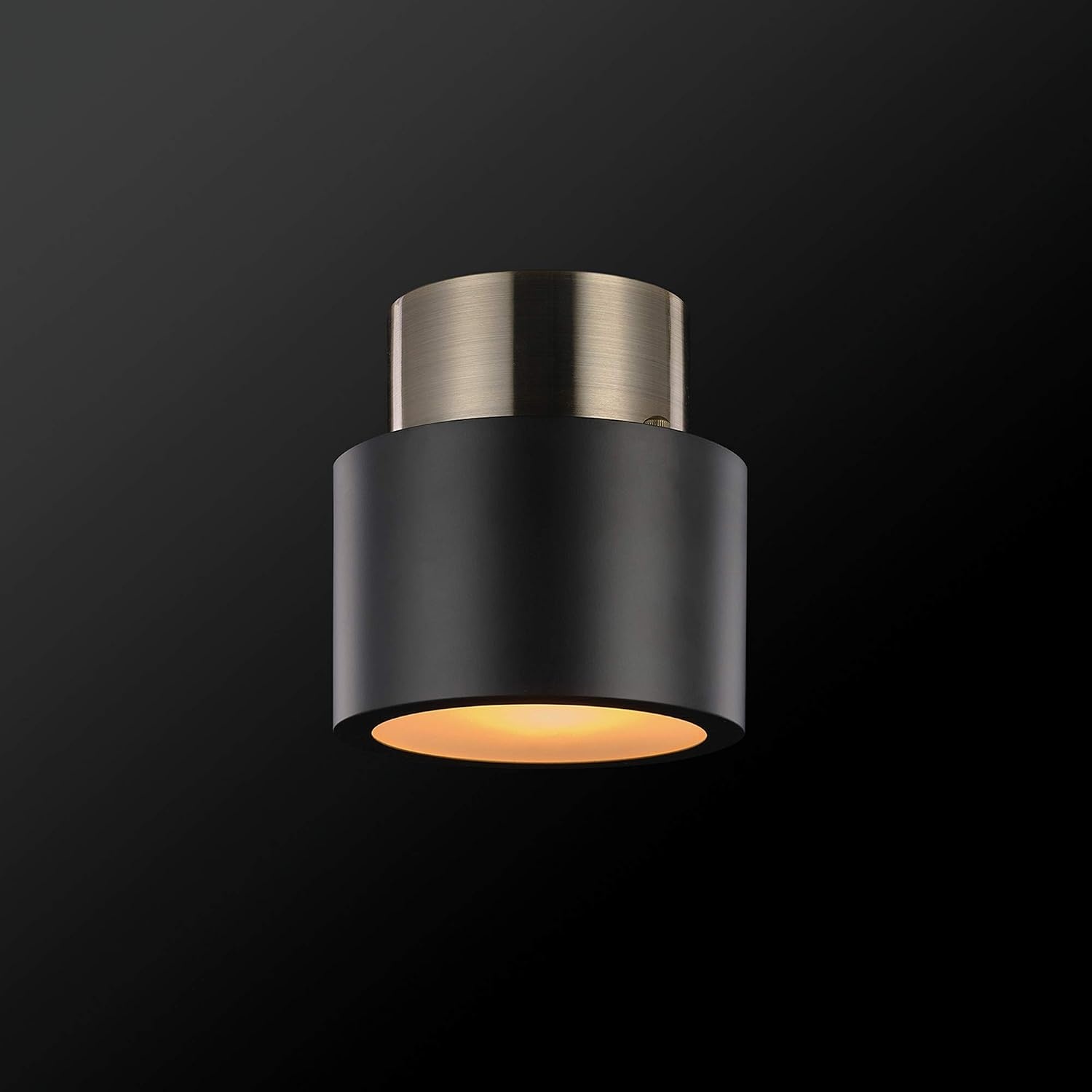 image:imageGLOBE Electric 61106 Stanley 1Light SemiFlush Mount Ceiling Light Matte Black Antique Brass Accents Bulb Not IncludedStanley