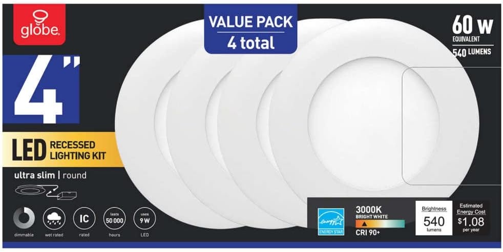 image:imageGlobe 91495 Led Recessed Lighting Kit White 4