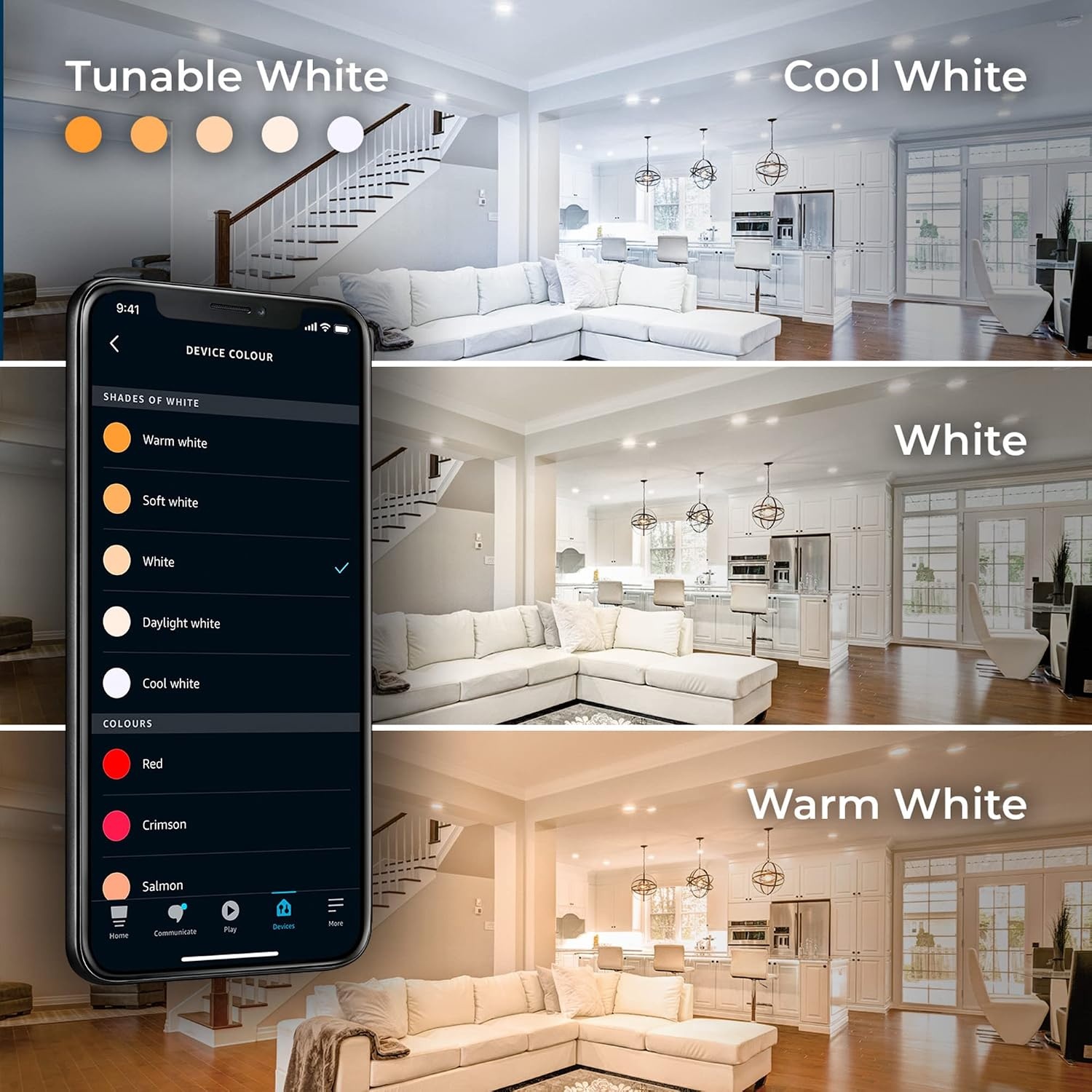 image:imageGlobe Electric 50594 Works with Alexa Only WiFi Smart Multicolor Changing RGB Tunable White Frosted LED Light Bulb Voice Activated 2000K 5000K BR30 Shape E26 Base 85W Energy Star