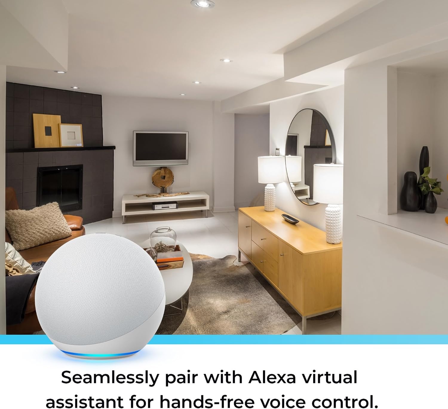 image:imageGlobe Electric 50594 Works with Alexa Only WiFi Smart Multicolor Changing RGB Tunable White Frosted LED Light Bulb Voice Activated 2000K 5000K BR30 Shape E26 Base 85W Energy Star