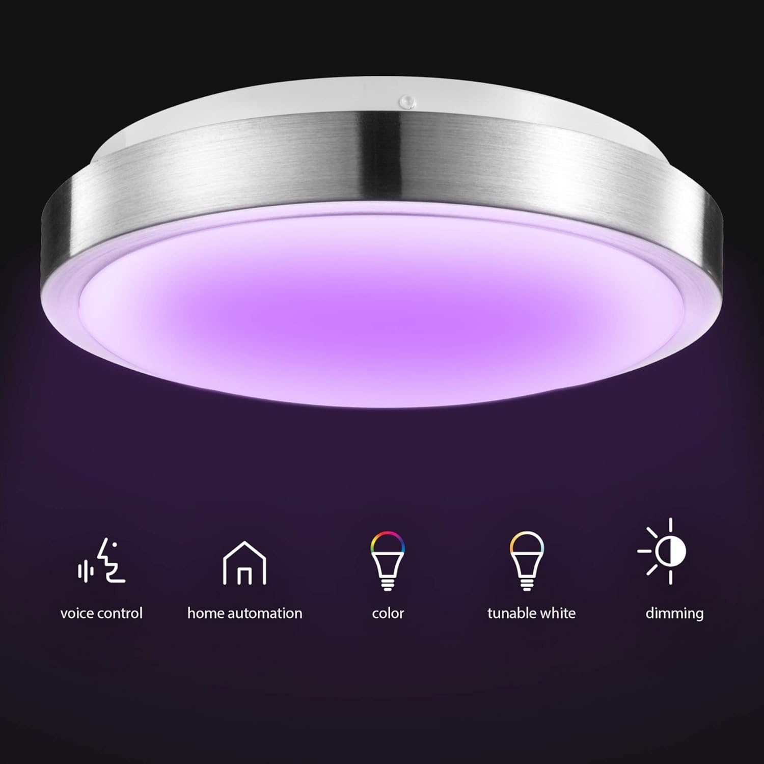 image:imageGlobe Electric 57503 WiFi Smart 4Light 28W LED Track Lighting Matte Black No Hub Required Voice Activated Multicolor Changing RGB Tunable White 2000K 5000K 1600 Lumen 50000 Hours 80 CRIBrushed Nickel