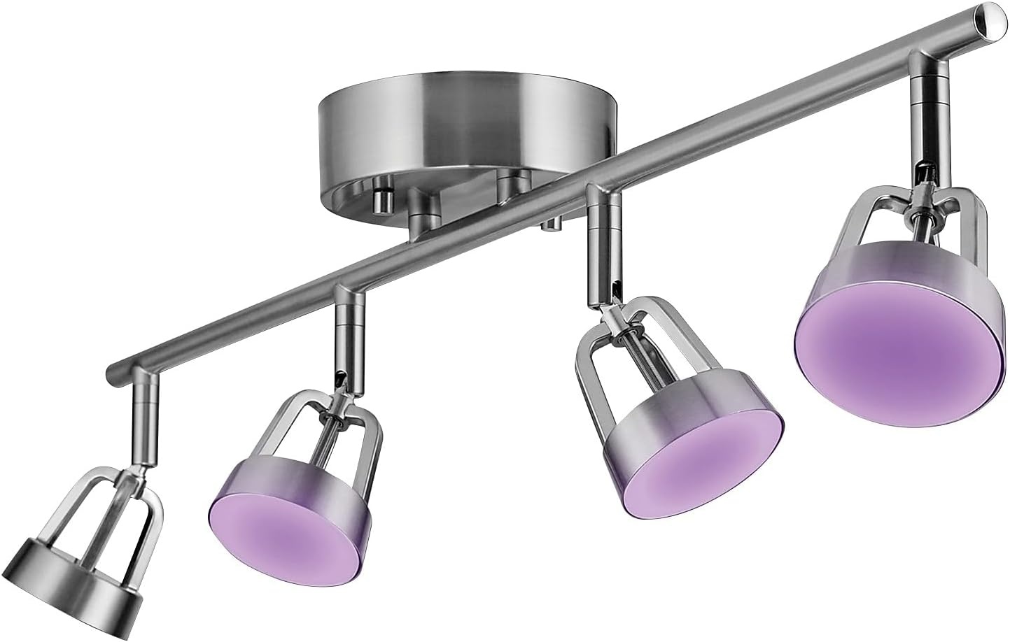 image:imageGlobe Electric 59429 WiFi Smart 4Light LED Track Lighting Brushed Nickel No Hub Required Voice Activated 28 W Multicolor Changing RGB Tunable White 2000K 5000K 1600 Lumens 80 CRI