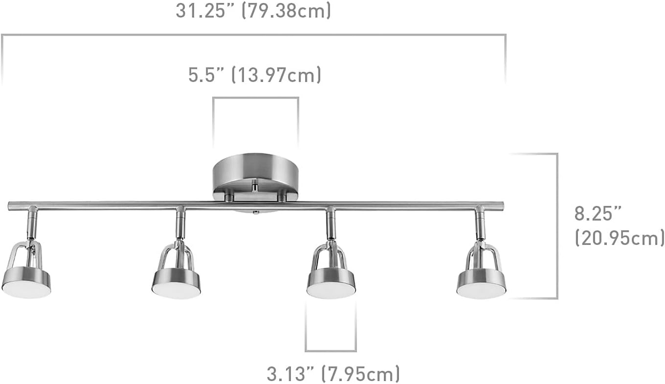 image:imageGlobe Electric 59429 WiFi Smart 4Light LED Track Lighting Brushed Nickel No Hub Required Voice Activated 28 W Multicolor Changing RGB Tunable White 2000K 5000K 1600 Lumens 80 CRI