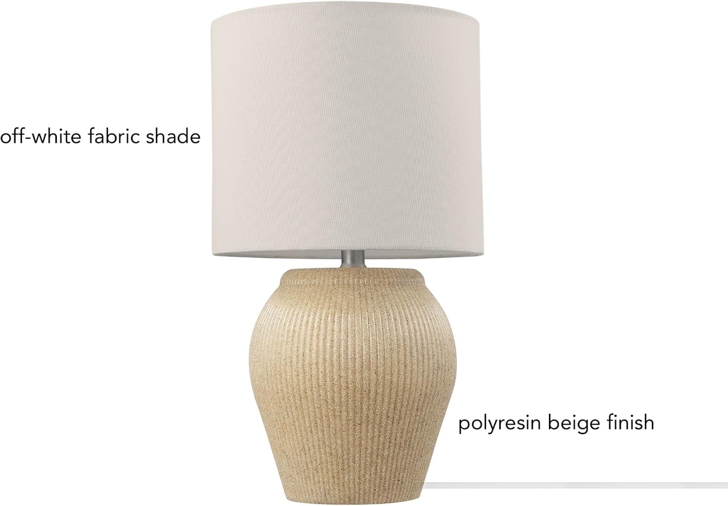 image:imageGlobe Electric 61000049 18 Ceramic Table Lamp Soft Beige Finish Textured Base White Linen Shade OnOff Rotary Switch on Socket Modern Light for Living Room Bedroom or Kitchen