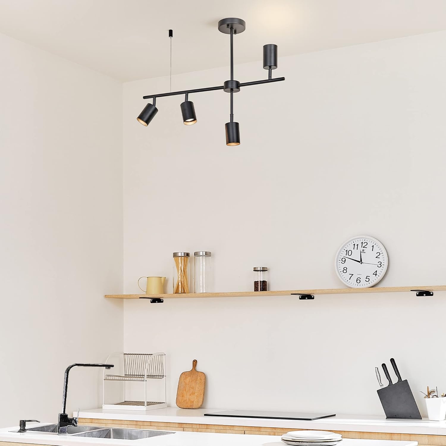 image:imageGlobe Electric 64000012 30 4Light Track Lighting Matte Black Ceiling Light Vintage Kitchen Lights Bulb Not IncludedBlack Hadid
