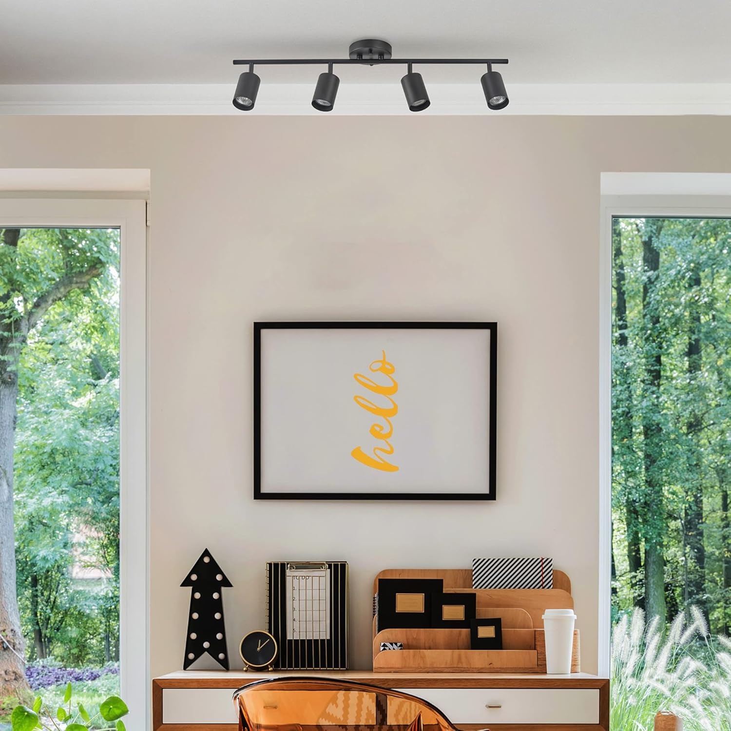 image:imageGlobe Electric 64000012 30 4Light Track Lighting Matte Black Ceiling Light Vintage Kitchen Lights Bulb Not IncludedBlack Pratt