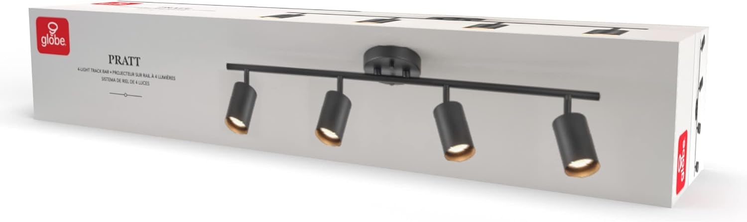 image:imageGlobe Electric 64000012 30 4Light Track Lighting Matte Black Ceiling Light Vintage Kitchen Lights Bulb Not IncludedBlack Pratt
