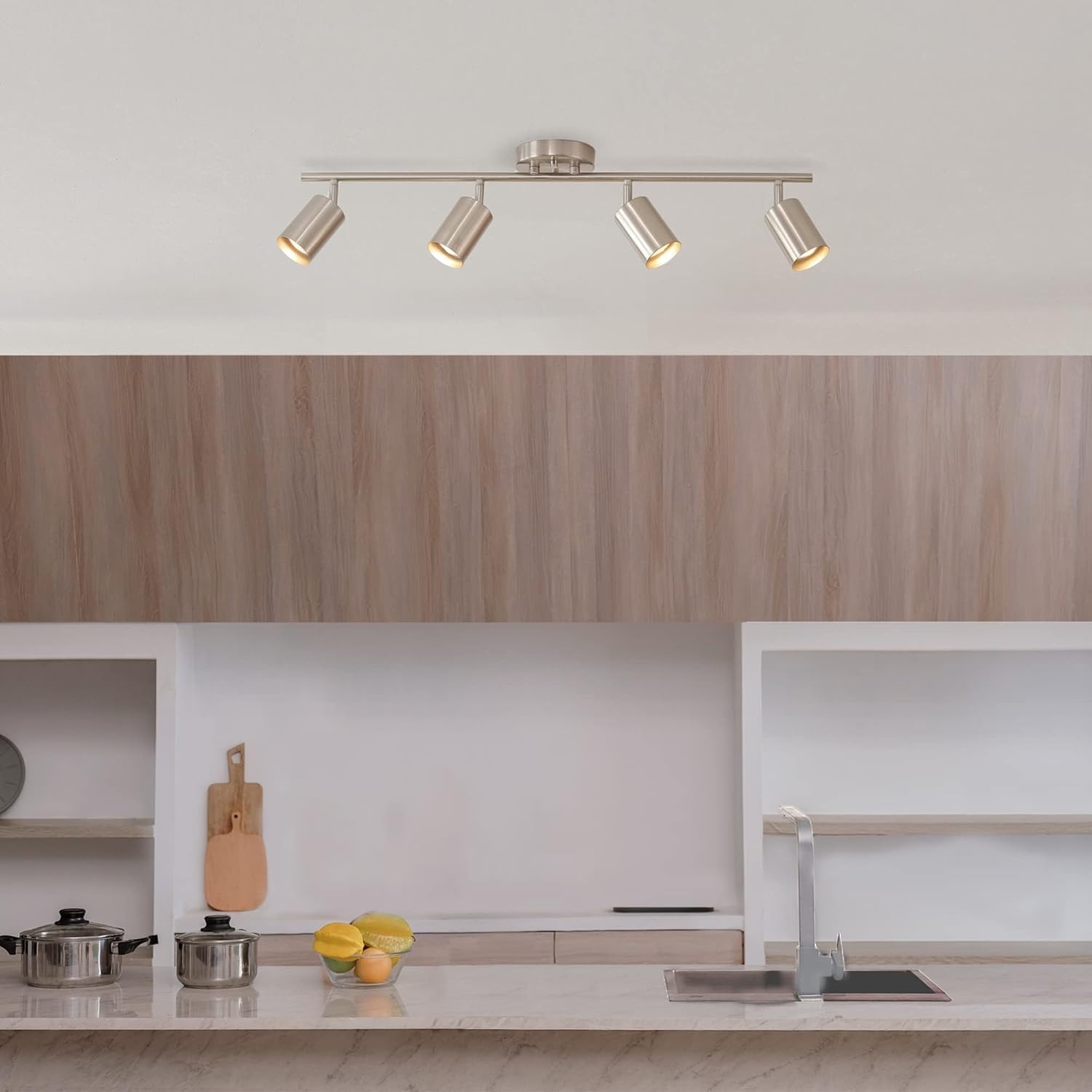 image:imageGlobe Electric 64000012 30 4Light Track Lighting Matte Black Ceiling Light Vintage Kitchen Lights Bulb Not IncludedBrushed Nickel Pratt