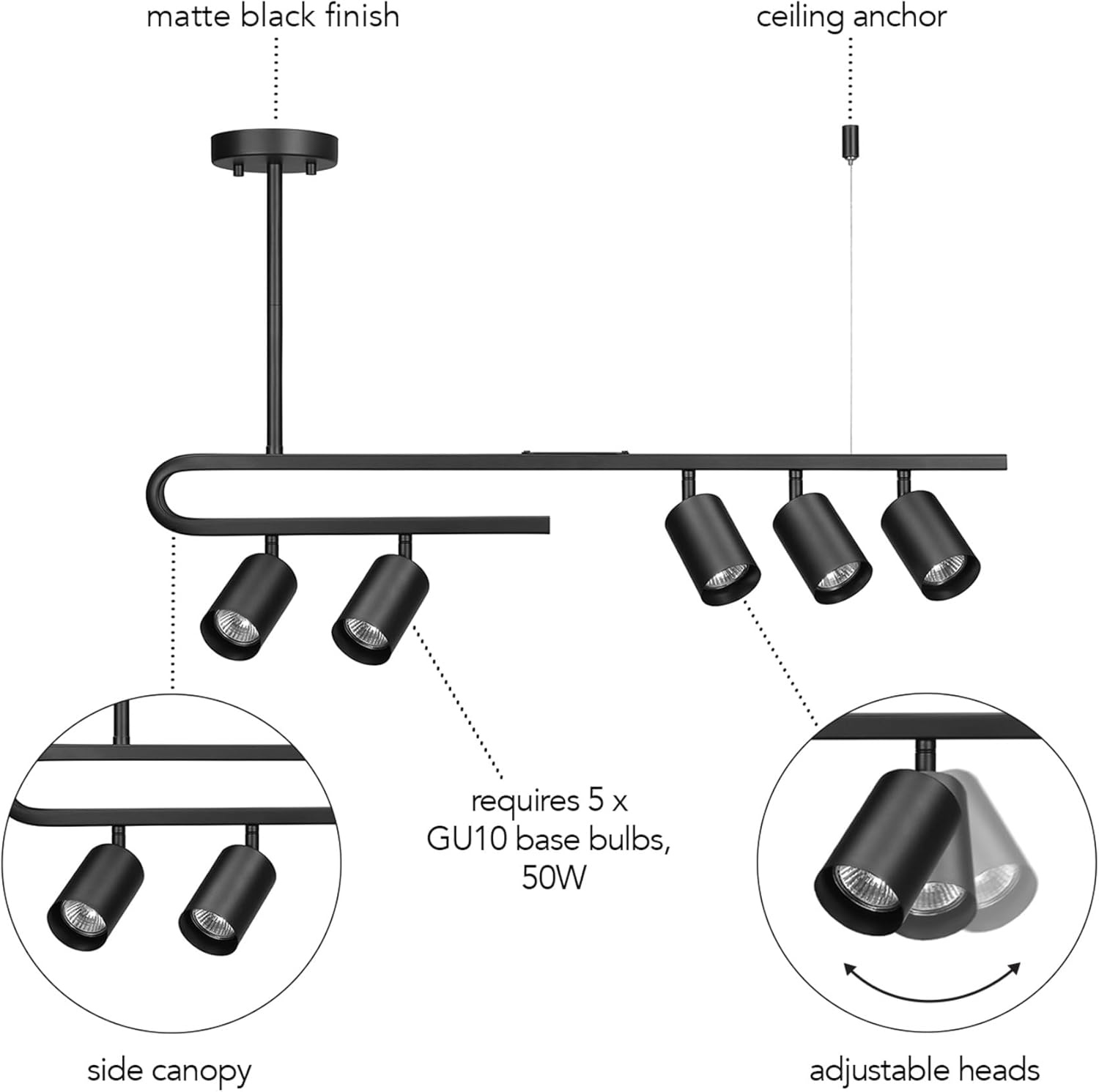 image:imageGlobe Electric 64000012 30 4Light Track Lighting Matte Black Ceiling Light Vintage Kitchen Lights Bulb Not IncludedMatte Black Brooke