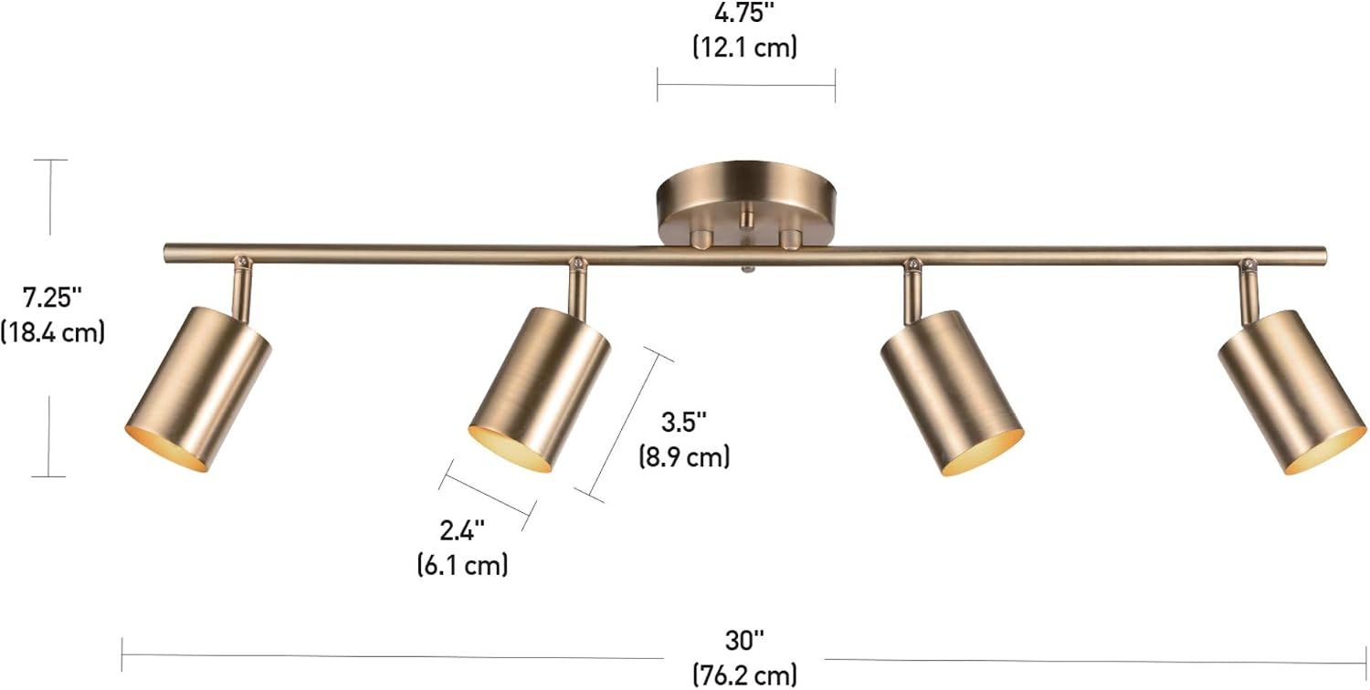 image:imageGlobe Electric 64000012 30 4Light Track Lighting Matte Black Ceiling Light Vintage Kitchen Lights Bulb Not IncludedMatte Brass Pratt
