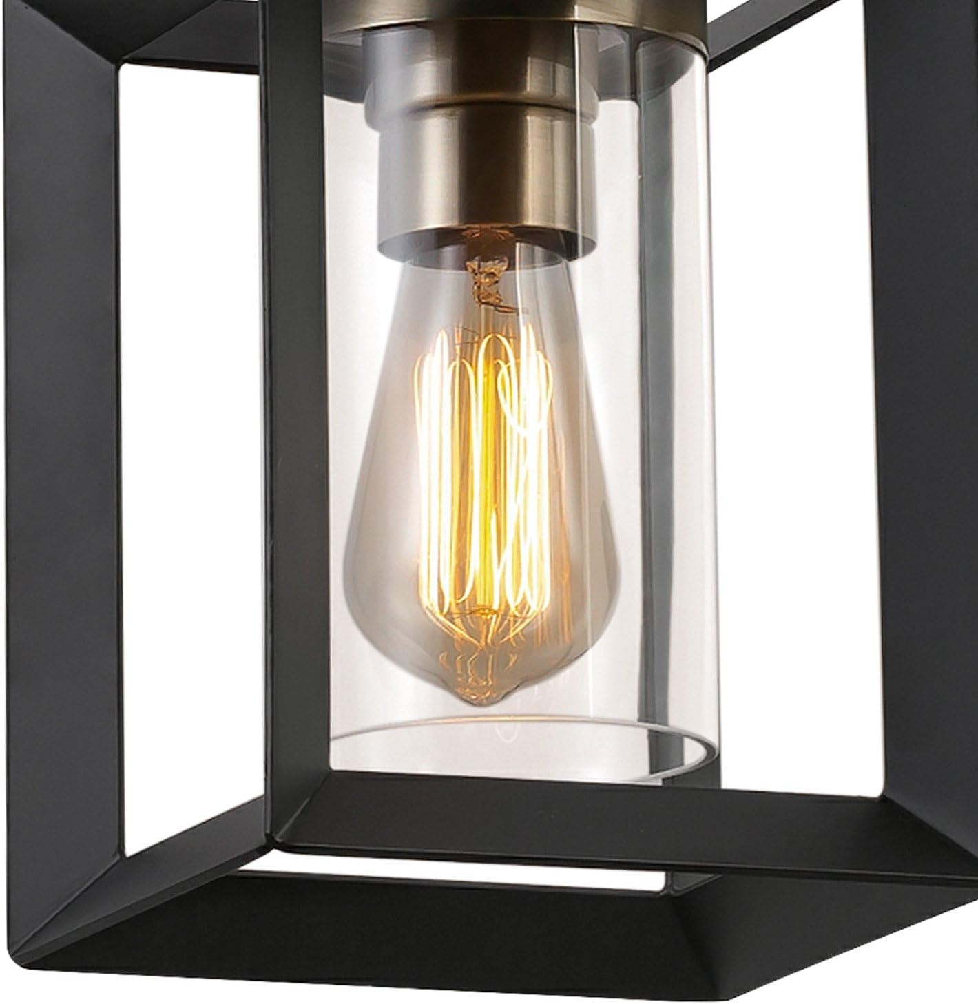 image:imageGlobe Electric 65952 Verona 1Light Pendant Dark Bronze Antique Brass Accents Clear Glass Shade