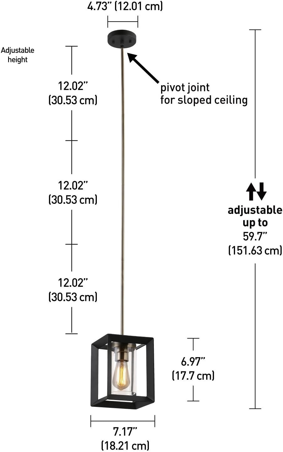image:imageGlobe Electric 65952 Verona 1Light Pendant Dark Bronze Antique Brass Accents Clear Glass Shade