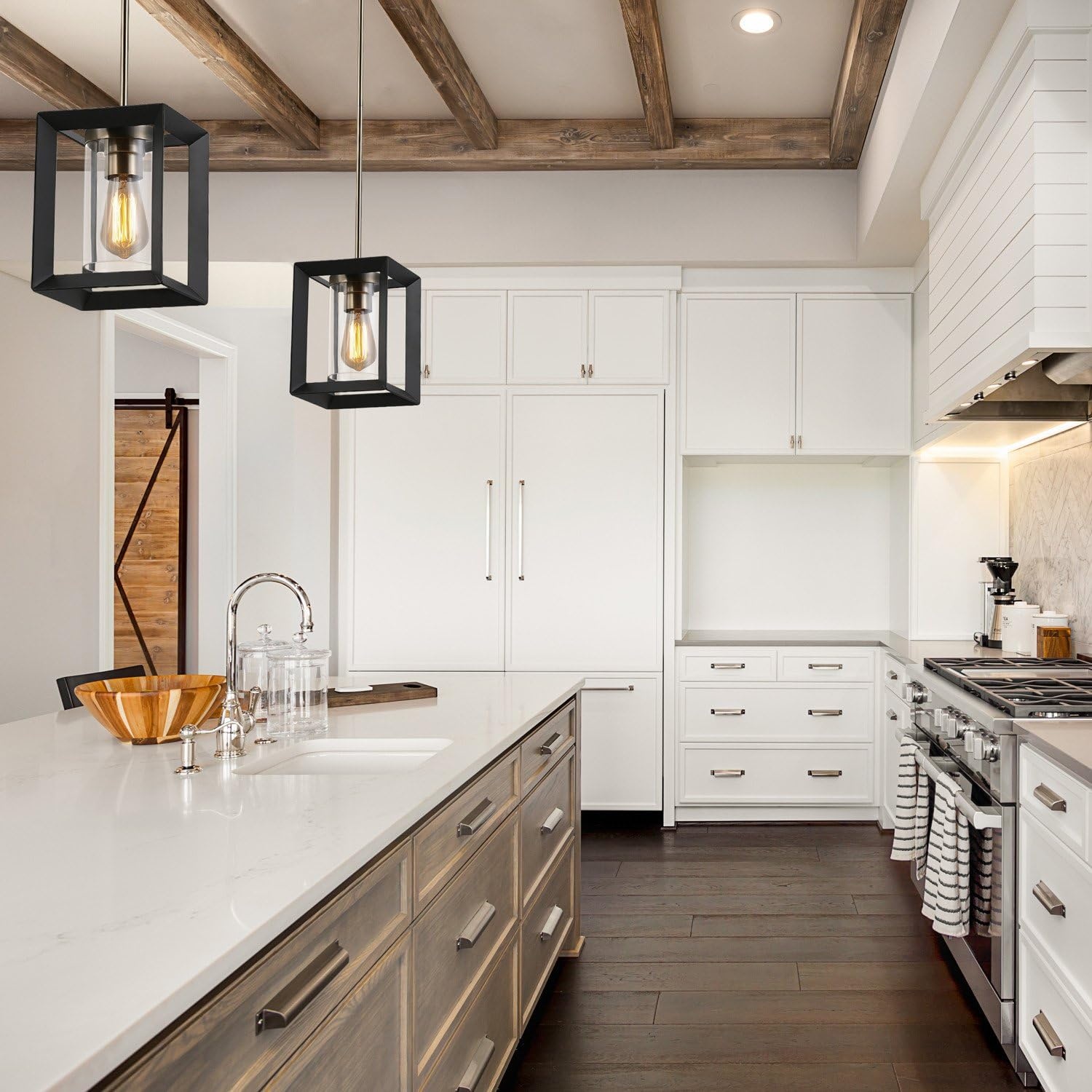 image:imageGlobe Electric 65952 Verona 1Light Pendant Dark Bronze Antique Brass Accents Clear Glass Shade