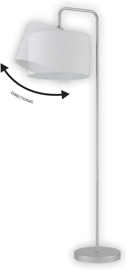 image:imageGlobe Electric 67396 Barden 58 Floor Lamp Silver White Fabric Shade OnOff Socket Rotary Switch