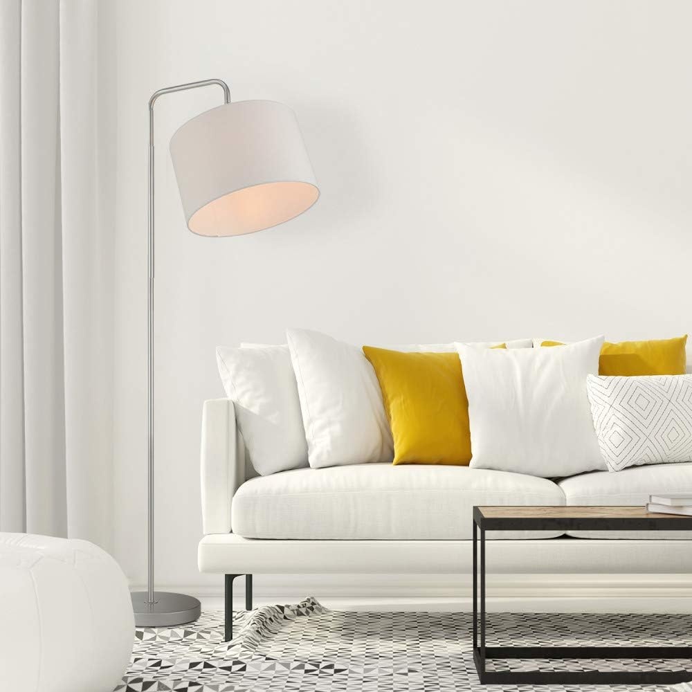 image:imageGlobe Electric 67396 Barden 58 Floor Lamp Silver White Fabric Shade OnOff Socket Rotary Switch