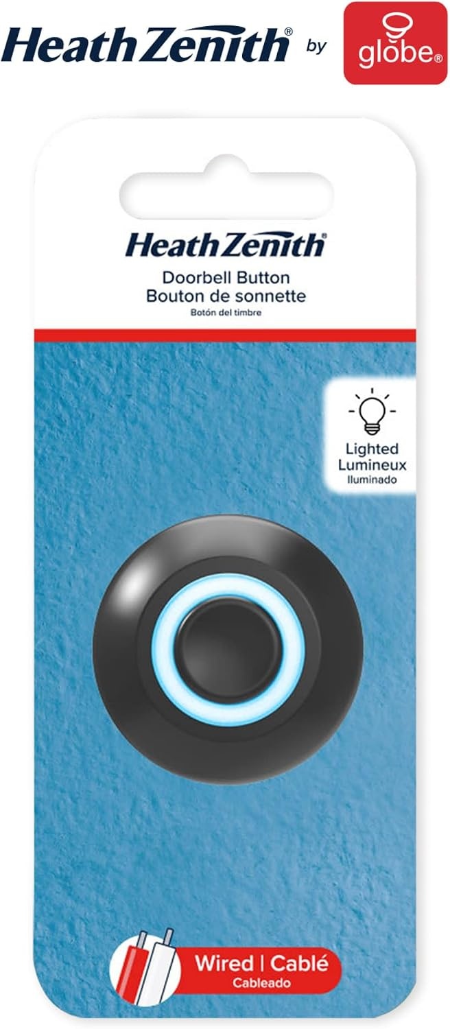 image:imageGlobe Electric 91009235 Heath Zenith Metal Wired Lighted Push Doorbell Button Black
