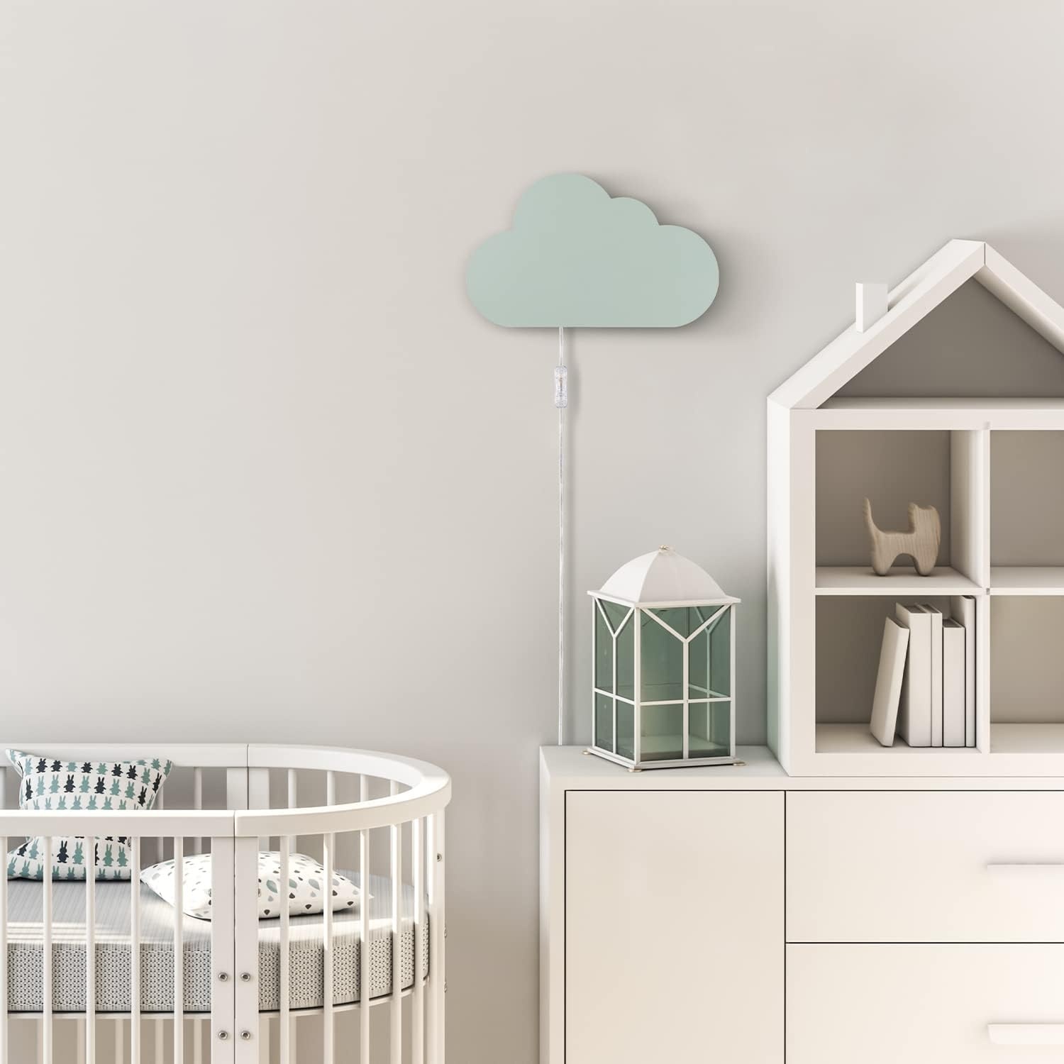 image:imageGlobe Electric Nimbus 1Light Floating Cloud Plugin Wall Sconce Matte Mint 6ft Clear Cord Inline OnOff Rocker Switch Bulb Not Included