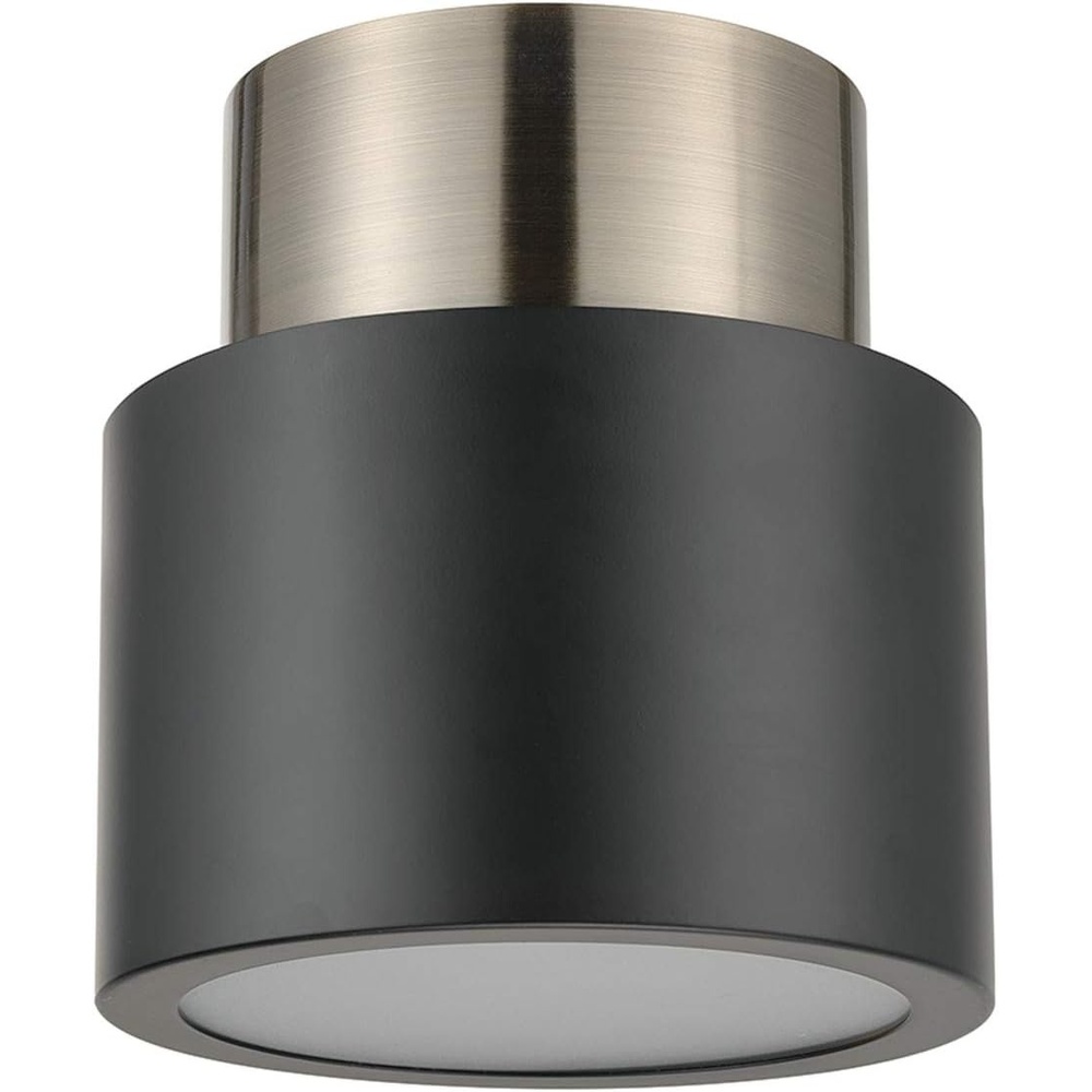image:imageGLOBE Electric 61106 Stanley 1Light SemiFlush Mount Ceiling Light Matte Black Antique Brass Accents Bulb Not IncludedStanley