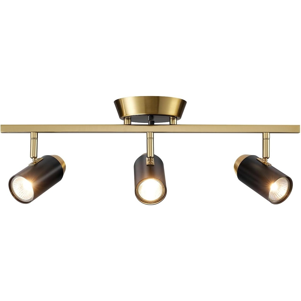image:imageGlobe Electric 3Light Track Lighting Adjustable Heads Matte Brass with Black Accents 21Inch Dimmable Track Bar for Modern Kitchen amp Ceiling Lighting